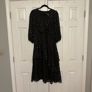 Gorgeous black and gold midi dress